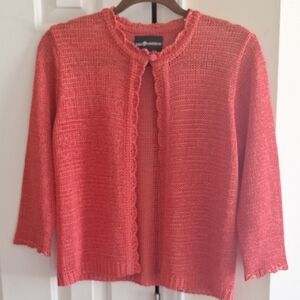 Sag Harbor Coral Open-Front Cardigan
